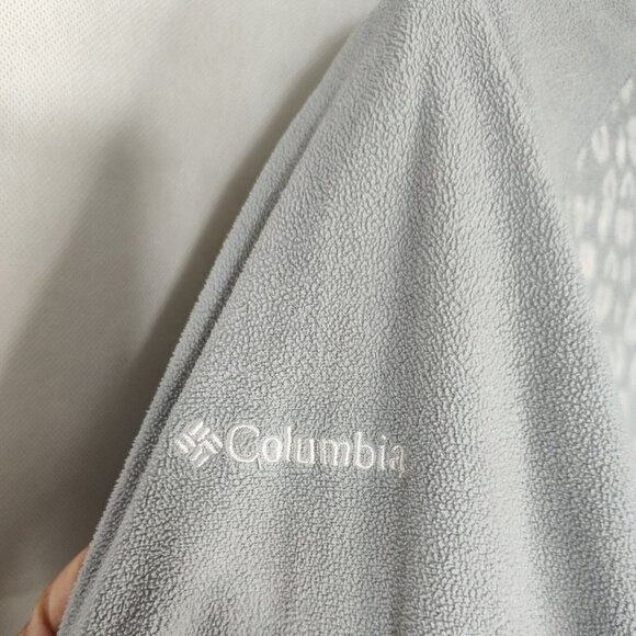 Columbia Fleece 1/4 Zip Jacket Women Size M Grey Leopard Animal Print FLAWS - Picture 4 of 10